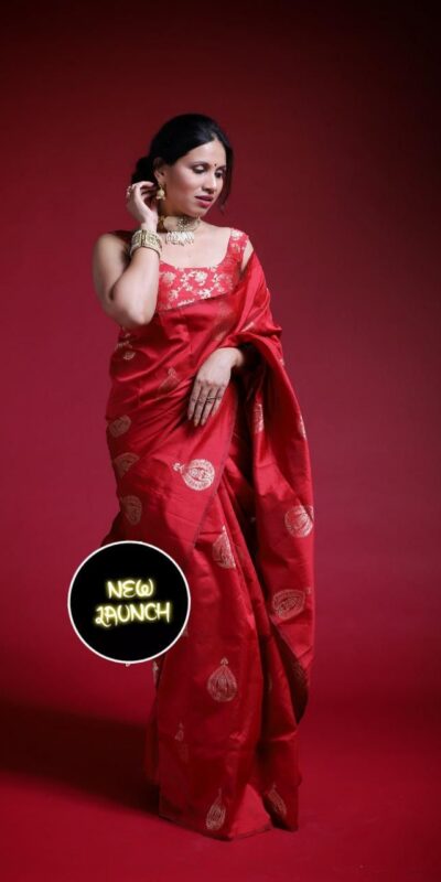 KP 2072 Red Color Yellow Soft Lichi Silk Saree with Jacquard Work. Best Price ₹1299. Delivery 4-6 Working Days. Shop now. | Designer Sarees, Modern Digital sarees, Sarees, Bollywood Sarees, Creative Sarees, Embroidered Sarees, Ethnic Saree, Party Wear Sarees
