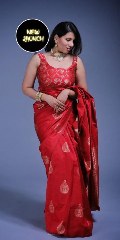 KP 2072 Red Color Yellow Soft Lichi Silk Saree with Jacquard Work. Best Price ₹1299. Delivery 4-6 Working Days. Shop now. | Designer Sarees, Modern Digital sarees, Sarees, Bollywood Sarees, Creative Sarees, Embroidered Sarees, Ethnic Saree, Party Wear Sarees