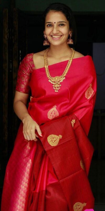 KP 2072 Red Color Yellow Soft Lichi Silk Saree with Jacquard Work. Best Price ₹1299. Delivery 4-6 Working Days. Shop now. | Designer Sarees, Modern Digital sarees, Sarees, Bollywood Sarees, Creative Sarees, Embroidered Sarees, Ethnic Saree, Party Wear Sarees