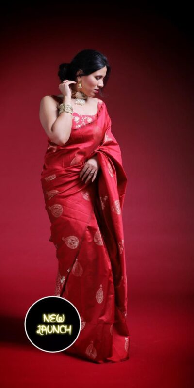 KP 2072 Red Color Yellow Soft Lichi Silk Saree with Jacquard Work. Best Price ₹1299. Delivery 4-6 Working Days. Shop now. | Designer Sarees, Modern Digital sarees, Sarees, Bollywood Sarees, Creative Sarees, Embroidered Sarees, Ethnic Saree, Party Wear Sarees