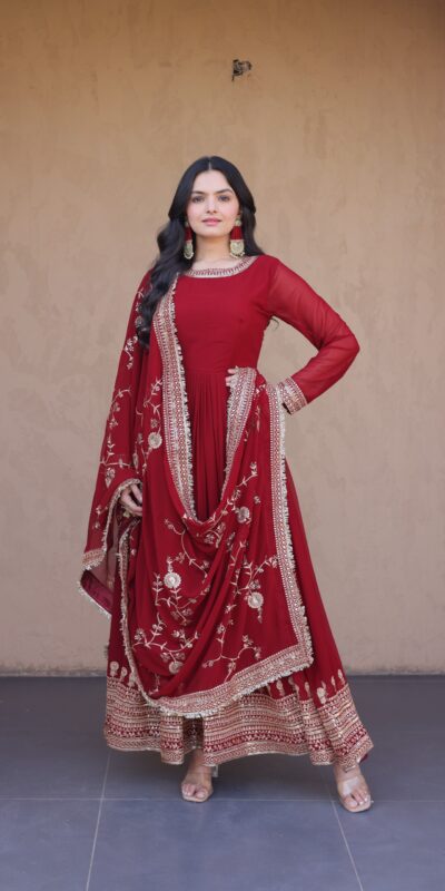 KA 1256 Maroon Faux Blooming Gown Perfect for Wedding, Party, Pongal, Raksha Bandhan, Mehendi –. Introductory Price ₹2549. Delivery 4-6 Working Days | Gowns, Bollywood Gowns, Creative Gowns, Designer Gowns, Embroidered Gowns, Party Wear Gowns
