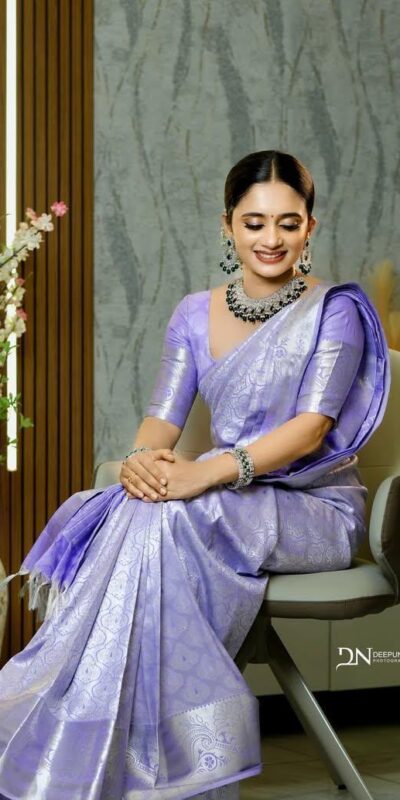 KPR 259 Lavender Soft Lichi Silk Saree with Lace Work & Lace Border. Introductory Price ₹1349. Delivery 4-6 Working Days. Shop now. | Designer Sarees, Modern Digital sarees, Sarees, Bollywood Sarees, Creative Sarees, Embroidered Sarees, Ethnic Saree, Party Wear Sarees
