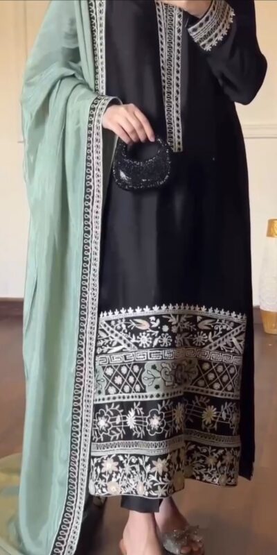 KD 1632 Black | Glass Salwar Suit with Thread Embroidery & Embroidery Work. Get it for ₹2449. Delivery 4-6 Working Days. Shop now. | Jump Suits, Salwar suit, Casual Suits, Creative suits, Designer Suits, Palazzo Suits, Party Wear Suits, Patiala Suits, Straight Suits