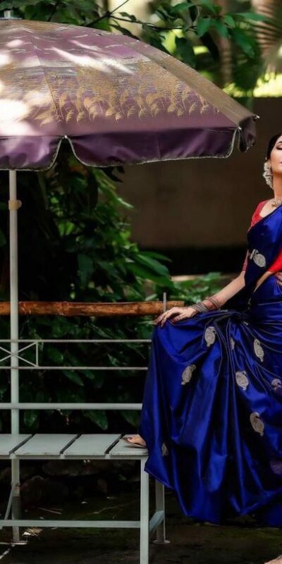 KP 2053 Blue in Soft Lichi Silk Jacquard Work Designer Work Saree . Exclusive Offer ₹1249. Delivery 4-6 Working Days. Shop now. | Designer Sarees, Modern Digital sarees, Sarees, Bollywood Sarees, Creative Sarees, Embroidered Sarees, Ethnic Saree, Party Wear Sarees