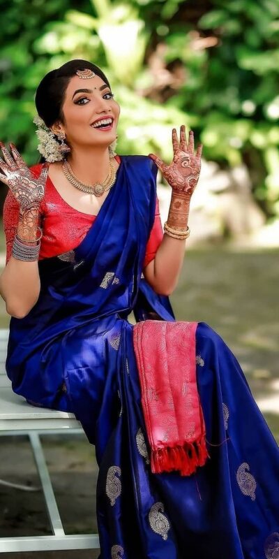 KP 2053 Blue in Soft Lichi Silk Jacquard Work Designer Work Saree . Exclusive Offer ₹1249. Delivery 4-6 Working Days. Shop now. | Designer Sarees, Modern Digital sarees, Sarees, Bollywood Sarees, Creative Sarees, Embroidered Sarees, Ethnic Saree, Party Wear Sarees