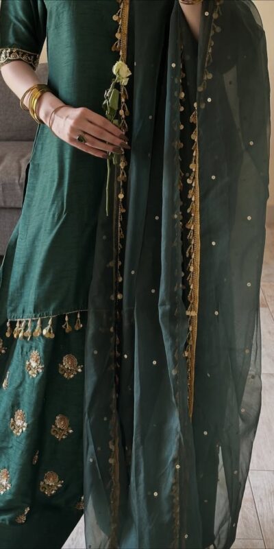 MF 535 Teal Green Aada Slab Silk Salwar Suit with Embroidery Work & Mirror Work. Festive Deal ₹2399. Delivery 4-6 Working Days. Shop now. | Jump Suits, Salwar suit, Casual Suits, Creative suits, Designer Suits, Palazzo Suits, Party Wear Suits, Patiala Suits, Straight Suits