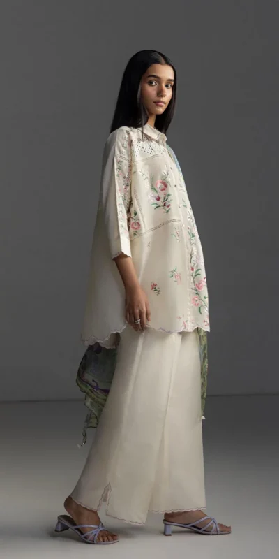 Alternative view of Fancy Cream Cambric Cotton Embroidery Work Salwar Suit