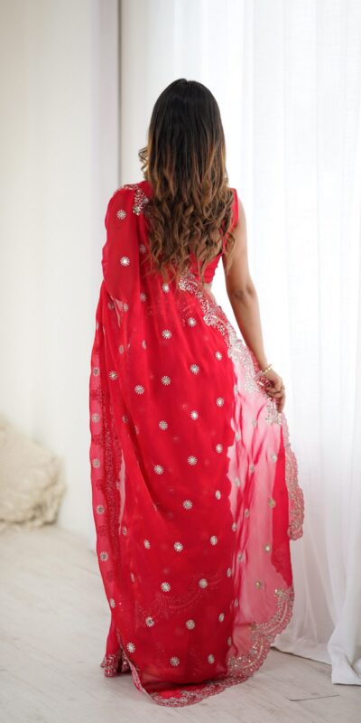 SP 88 Red Red Fendy Chiffon Saree with Embroidery Work & Sequins Work. Special Price ₹2149. Delivery 4-6 Working Days. Shop now. | Designer Sarees, Modern Digital sarees, Sarees, Bollywood Sarees, Creative Sarees, Embroidered Sarees, Ethnic Saree, Party Wear Sarees