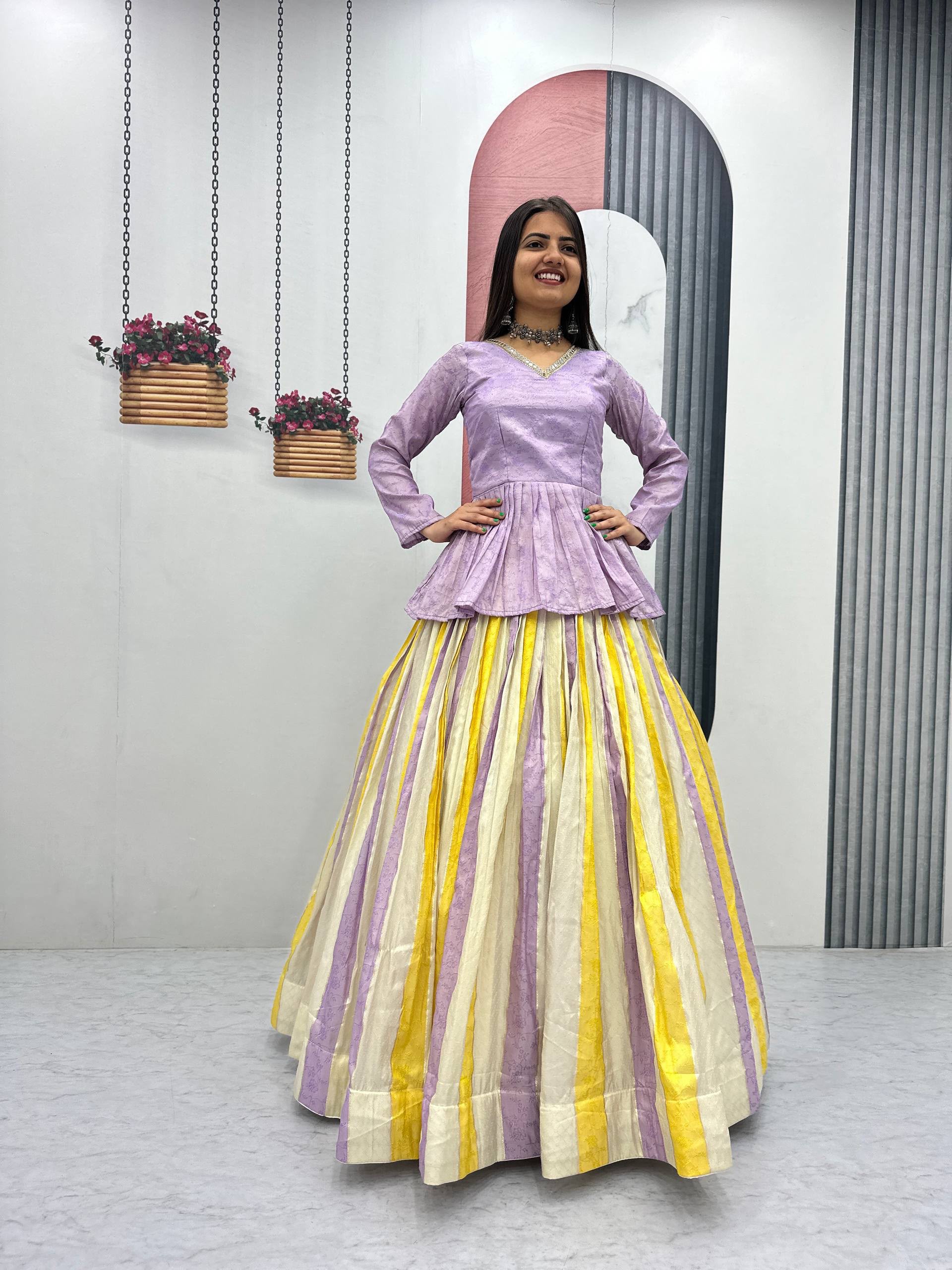 PC 573 Lavender in Jacquard Silk Designer Work Lehenga Choli . Introductory Price ₹2249. Delivery 4-6 Working Days. Shop now. | Lehenga, Bollywood Lehenga, Creative Lehenga, Designer Lehenga, Embroidered Lehenga, Party Wear Lehenga