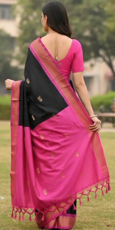 KP 7009 Black Soft Lichi Silk Saree with Lace Work & Lace Border. Introductory Price ₹1649. Delivery 4-6 Working Days. Shop now. | Designer Sarees, Modern Digital sarees, Sarees, Bollywood Sarees, Creative Sarees, Embroidered Sarees, Ethnic Saree, Party Wear Sarees