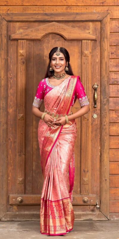 KP 6084 Peach Soft Lichi Silk Saree with Lace Work & Lace Border. Introductory Price ₹1449. Delivery 4-6 Working Days. Shop now. | Designer Sarees, Modern Digital sarees, Sarees, Bollywood Sarees, Creative Sarees, Embroidered Sarees, Ethnic Saree, Party Wear Sarees