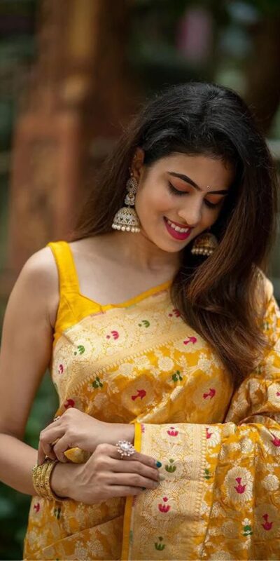 KP 6080 Yellow Soft Lichi Silk Saree with Lace Work & Lace Border. Introductory Price ₹1649. Delivery 4-6 Working Days. Shop now. | Designer Sarees, Modern Digital sarees, Sarees, Bollywood Sarees, Creative Sarees, Embroidered Sarees, Ethnic Saree, Party Wear Sarees