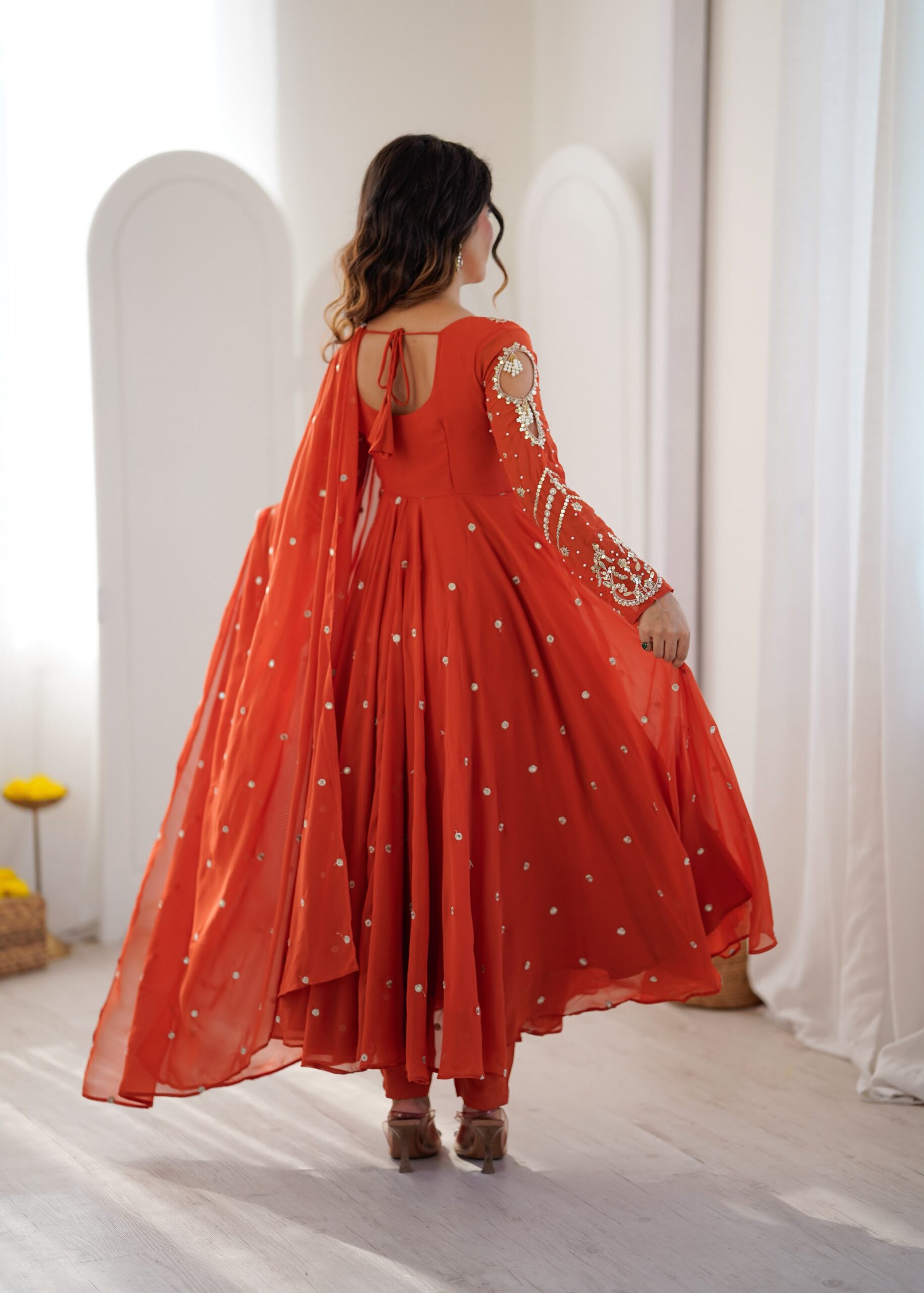 JF 056 Orange Faux Georgette Salwar Suit with Mirror Work & Embroidery Work. Get it for ₹2349. Delivery 4-6 Working Days. Shop now. | Jump Suits, Salwar suit, Casual Suits, Creative suits, Designer Suits, Palazzo Suits, Party Wear Suits, Patiala Suits, Straight Suits