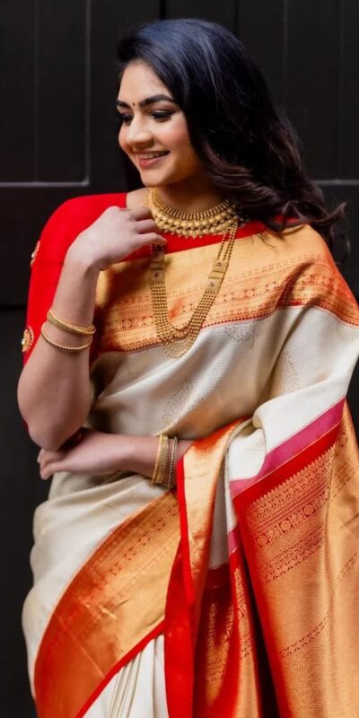 KPR 254 Cream Soft Lichi Silk Saree with Lace Work & Lace Border. Introductory Price ₹1449. Delivery 4-6 Working Days. Shop now. | Designer Sarees, Modern Digital sarees, Sarees, Bollywood Sarees, Creative Sarees, Embroidered Sarees, Ethnic Saree, Party Wear Sarees