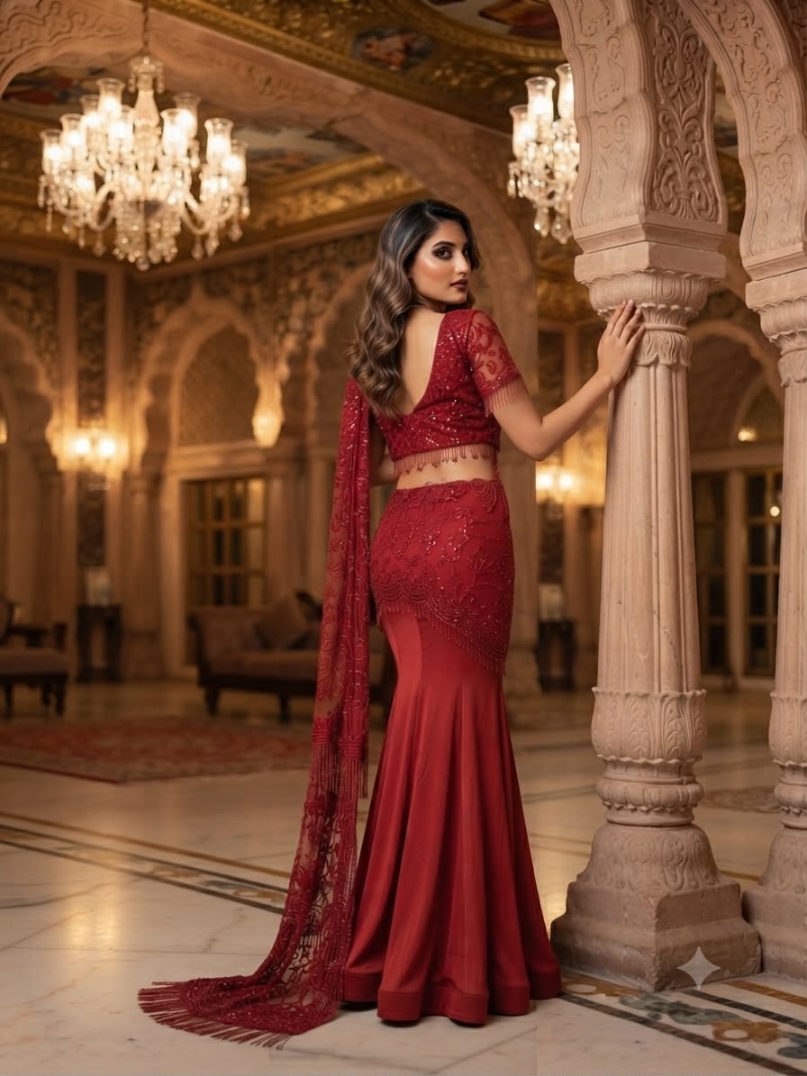 LG 2127 Red Crap Silk Saree with Sequins Work & Embroidery Work. Festive Deal ₹2799. Delivery 4-6 Working Days. Shop now. | Designer Sarees, Modern Digital sarees, Sarees, Bollywood Sarees, Creative Sarees, Embroidered Sarees, Ethnic Saree, Party Wear Sarees