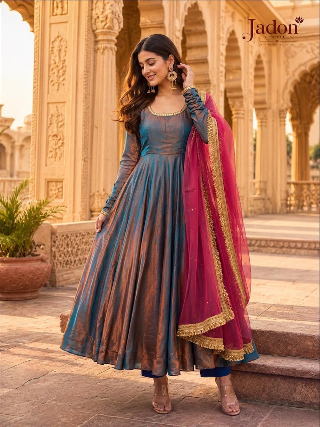 ZD 1002 Teal Fendy Silk Gown with Embroidery Work & Sequins Work. Special Price ₹2199. Delivery 4-6 Working Days. Shop now. | Gowns, Bollywood Gowns, Creative Gowns, Designer Gowns, Embroidered Gowns, Party Wear Gowns