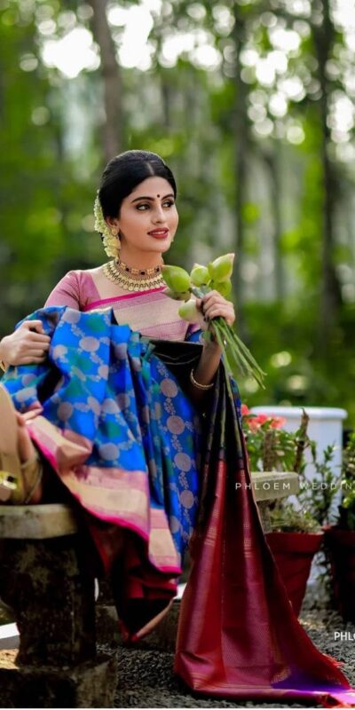 KPR 113 Royal Blue Soft Lichi Silk Saree with Lace Work & Lace Border. Introductory Price ₹1649. Delivery 4-6 Working Days. Shop now. | Designer Sarees, Modern Digital sarees, Sarees, Bollywood Sarees, Creative Sarees, Embroidered Sarees, Ethnic Saree, Party Wear Sarees