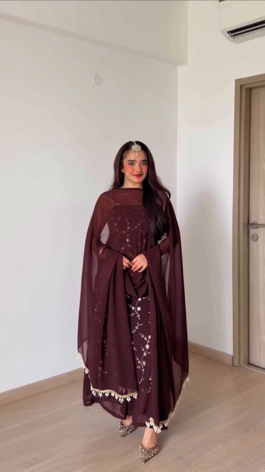 RTC 6067 Brown Faux Georgette Salwar Suit with Mirror Work & Embroidery Work. Get it for ₹2049. Delivery 4-6 Working Days. Shop now. | Jump Suits, Salwar suit, Casual Suits, Creative suits, Designer Suits, Palazzo Suits, Party Wear Suits, Patiala Suits, Straight Suits