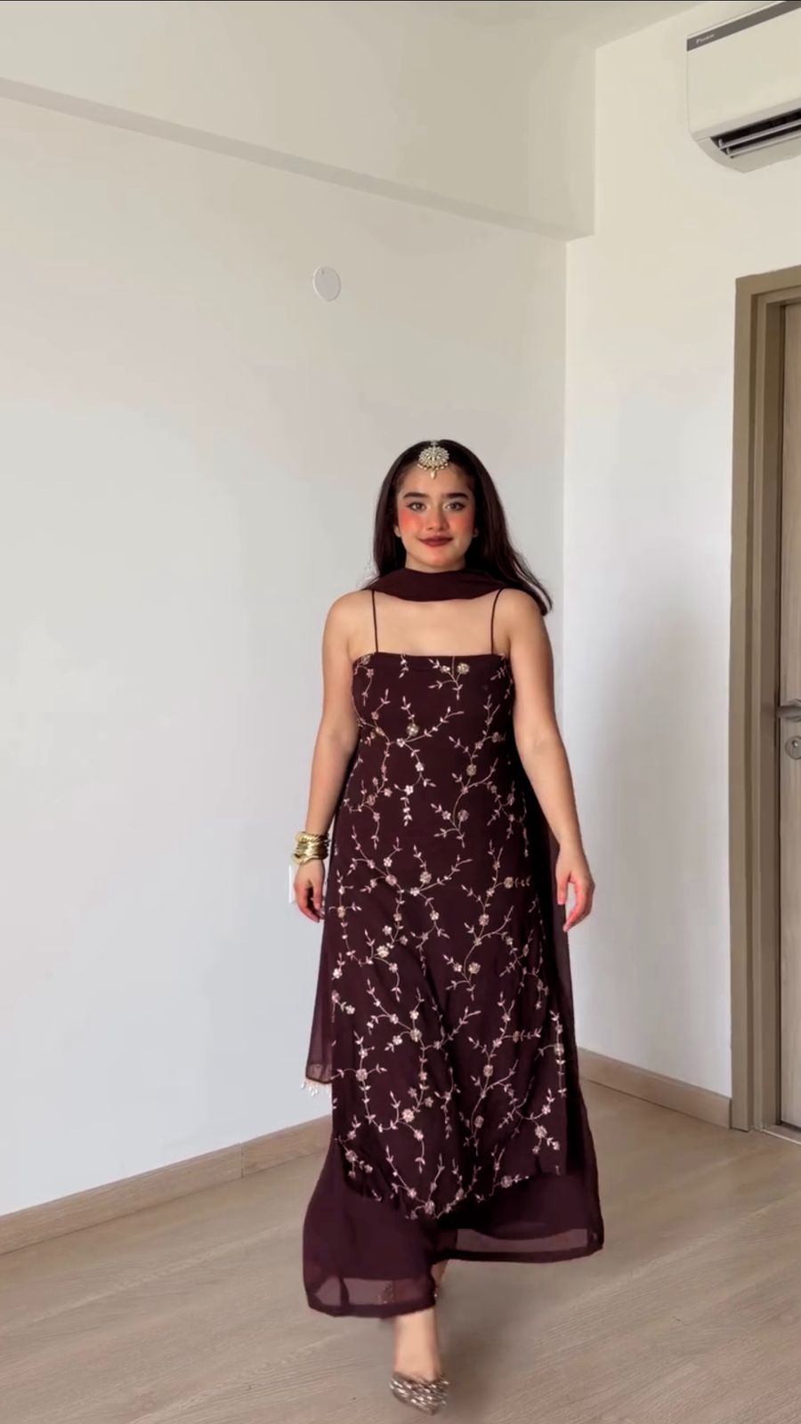 RTC 6067 Brown Faux Georgette Salwar Suit with Mirror Work & Embroidery Work. Get it for ₹2049. Delivery 4-6 Working Days. Shop now. | Jump Suits, Salwar suit, Casual Suits, Creative suits, Designer Suits, Palazzo Suits, Party Wear Suits, Patiala Suits, Straight Suits