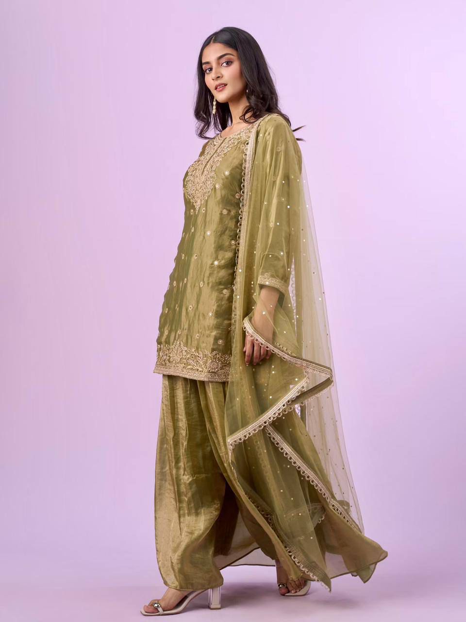 ZD 10016 Mehandi Fendy Silk Salwar Suitwith Embroidery Work & Lace Work. Now at just ₹2399. Delivery 4-6 Working Days. Shop now. | Jump Suits, Salwar suit, Casual Suits, Creative suits, Designer Suits, Palazzo Suits, Party Wear Suits, Patiala Suits, Straight Suits