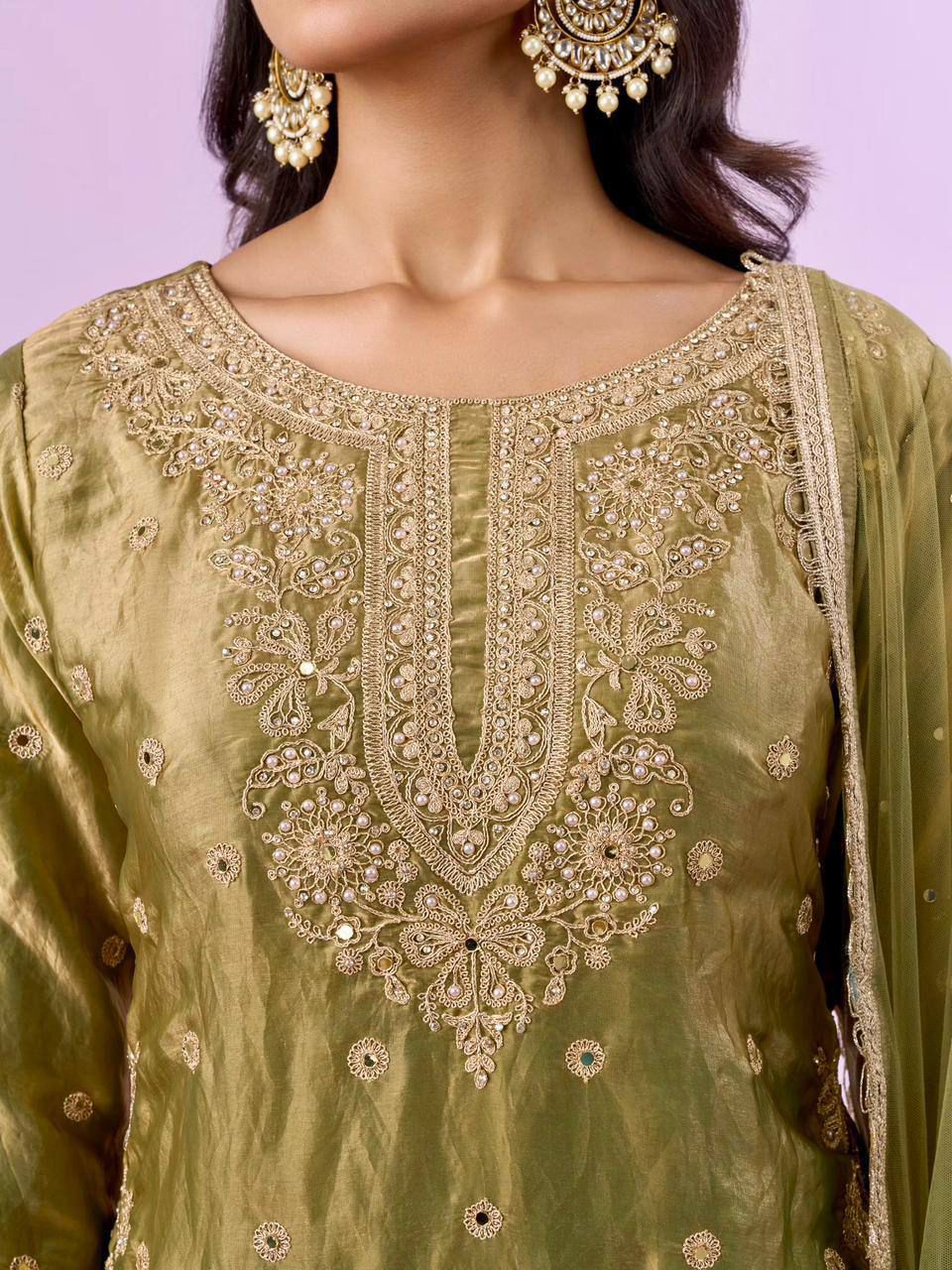 ZD 10016 Mehandi Fendy Silk Salwar Suitwith Embroidery Work & Lace Work. Now at just ₹2399. Delivery 4-6 Working Days. Shop now. | Jump Suits, Salwar suit, Casual Suits, Creative suits, Designer Suits, Palazzo Suits, Party Wear Suits, Patiala Suits, Straight Suits