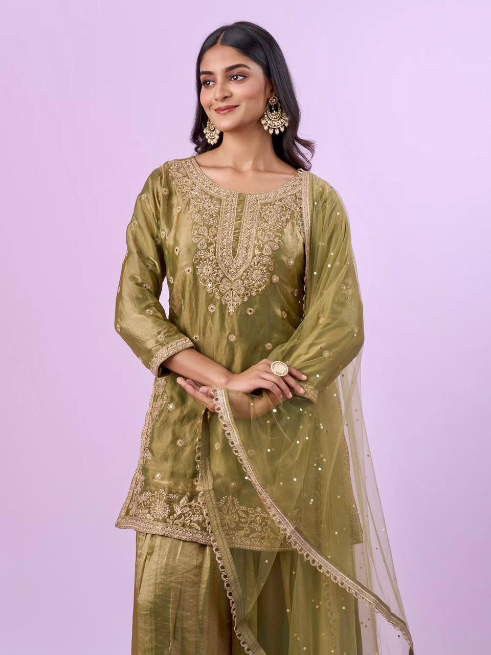 ZD 10016 Mehandi Fendy Silk Salwar Suitwith Embroidery Work & Lace Work. Now at just ₹2399. Delivery 4-6 Working Days. Shop now. | Jump Suits, Salwar suit, Casual Suits, Creative suits, Designer Suits, Palazzo Suits, Party Wear Suits, Patiala Suits, Straight Suits
