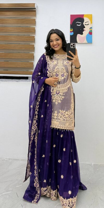 ZC 8012 Purple Crunchy Silk Salwar Suit with Embroidery Work. Wedding, Party, Festive, Events Best Price ₹2449. Delivery 4-6 Working Days. Shop now. | Jump Suits, Salwar suit, Casual Suits, Creative suits, Designer Suits, Palazzo Suits, Party Wear Suits, Patiala Suits, Straight Suits