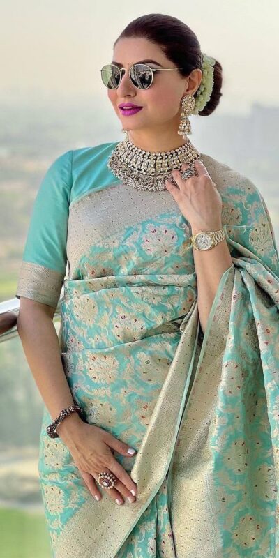 KPR 242 Sea Green Soft Lichi Silk Saree with Lace Work & Lace Border. Introductory Price ₹1649. Delivery 4-6 Working Days. Shop now. | Designer Sarees, Modern Digital sarees, Sarees, Bollywood Sarees, Creative Sarees, Embroidered Sarees, Ethnic Saree, Party Wear Sarees