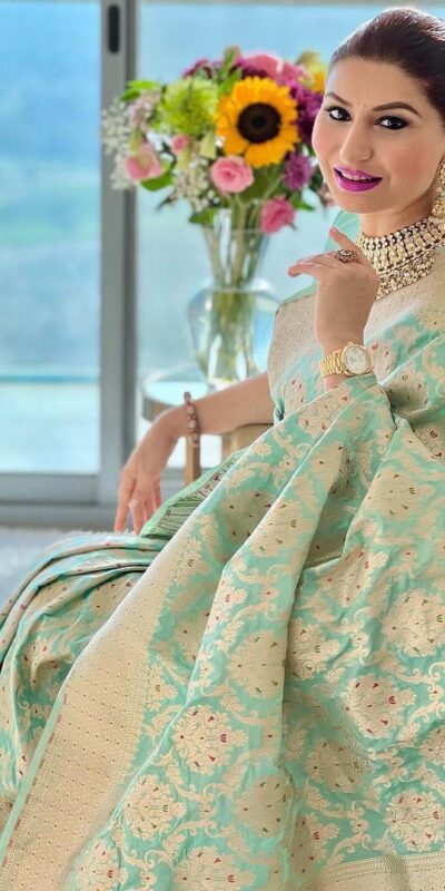 KPR 242 Sea Green Soft Lichi Silk Saree with Lace Work & Lace Border. Introductory Price ₹1649. Delivery 4-6 Working Days. Shop now. | Designer Sarees, Modern Digital sarees, Sarees, Bollywood Sarees, Creative Sarees, Embroidered Sarees, Ethnic Saree, Party Wear Sarees