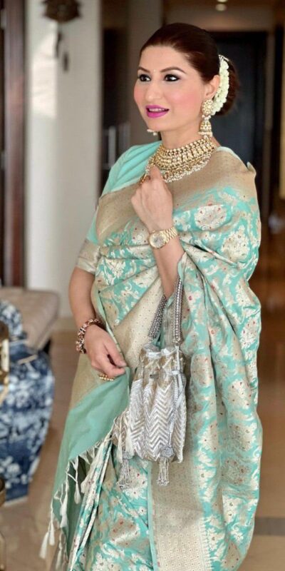 KPR 242 Sea Green Soft Lichi Silk Saree with Lace Work & Lace Border. Introductory Price ₹1649. Delivery 4-6 Working Days. Shop now. | Designer Sarees, Modern Digital sarees, Sarees, Bollywood Sarees, Creative Sarees, Embroidered Sarees, Ethnic Saree, Party Wear Sarees