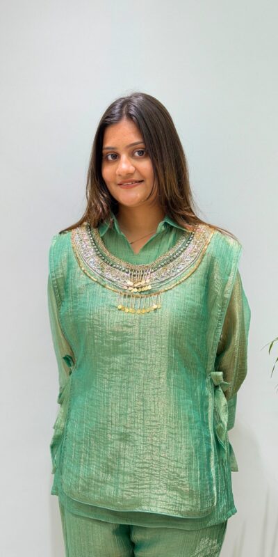 BE 485 Pista Colour | Brown Salsa Silk Kurti with Hand Work. Get it for ₹2249. Delivery 4-6 Working Days. Online Shop now. | Kurti, Bollywood Kurti, Creative Kurtis, Designer Kurti, Party Wear Kurti, Selfie Kurti