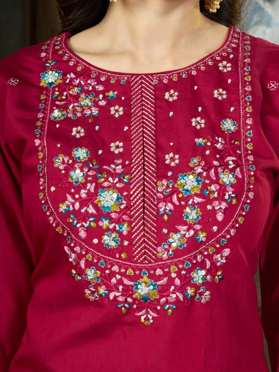 Alluring Pink Marina Silk Thread Work Salwar Suit - Image 6