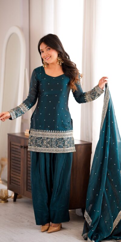 Alternative view of Nice Rama Fendy Silk Embroidery Sequins Work Salwar Suit