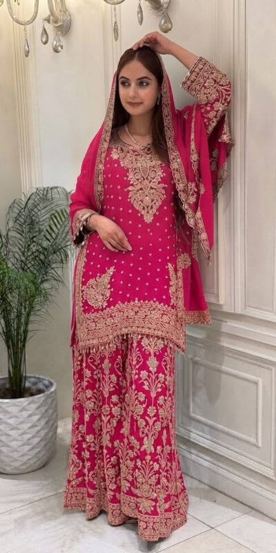 Alternative view of Perfect Pink Faux Georgette Sequence Work Salwar Suit
