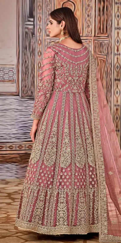 Alternative view of Super Pink Butterfly Net Sequins Work Salwar Suit