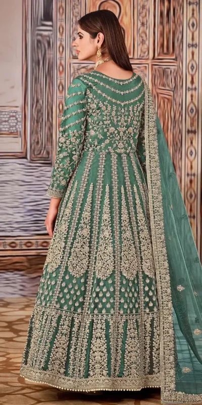 Alternative view of Super Sea Green Butterfly Net Sequins Work Salwar Suit