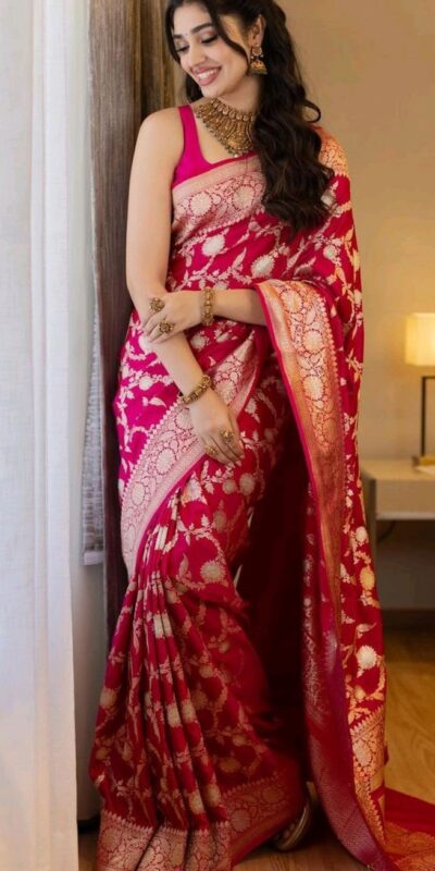 KP 6016 Pink Color Soft Lichi Silk Jacquard On All Over Saree Casual, Party Wear, Wedding, Events Etc. Expected Delivery 4-6 Working Days @1549/- | Designer Sarees, Modern Digital sarees, Sarees, Bollywood Sarees, Creative Sarees, Embroidered Sarees, Ethnic Saree, Party Wear Sarees