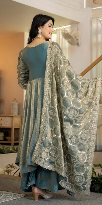 ND 5077 Teal in Color Fendy Silk Designer Work Salwar Suit . Introductory Price ₹2649. Delivery 4-6 Working Days. Shop now. | Jump Suits, Salwar suit, Casual Suits, Creative suits, Designer Suits, Palazzo Suits, Party Wear Suits, Patiala Suits, Straight Suits