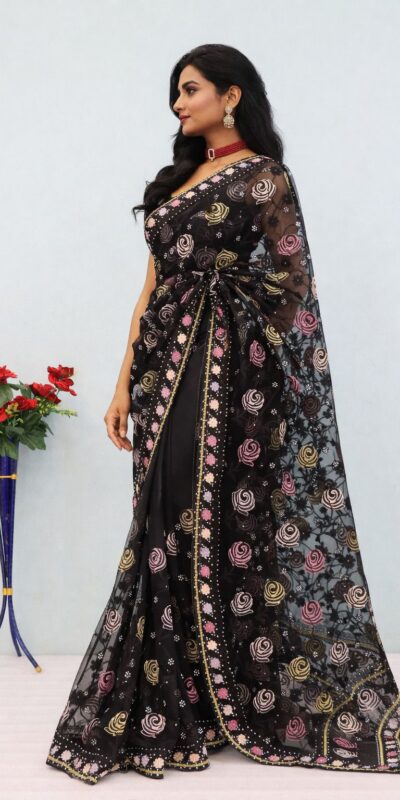 BT GULABO Black Color Butterfly Net 5mm Sequence Embroiderer Work Saree Casual, Wedding, Festive, Events . Expected Delivery 4-6 Working Days @2299/- only | Designer Sarees, Modern Digital sarees, Sarees, Bollywood Sarees, Creative Sarees, Embroidered Sarees, Ethnic Saree, Party Wear Sarees