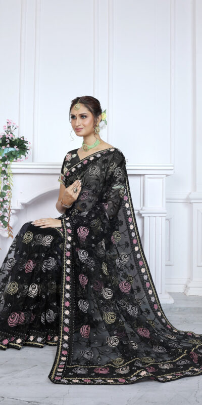 BT GULABO Black Color Butterfly Net 5mm Sequence Embroiderer Work Saree Casual, Wedding, Festive, Events . Expected Delivery 4-6 Working Days @2299/- only | Designer Sarees, Modern Digital sarees, Sarees, Bollywood Sarees, Creative Sarees, Embroidered Sarees, Ethnic Saree, Party Wear Sarees