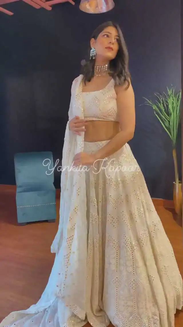 RTC 6221 White Lehenga : Georgette Work : Heavy Embroidery With Sequence Work Blouse : Georgette Party, Festive, Events Etc.@1999/- Only | Lehenga, Bollywood Lehenga, Creative Lehenga, Designer Lehenga, Embroidered Lehenga, Party Wear Lehenga