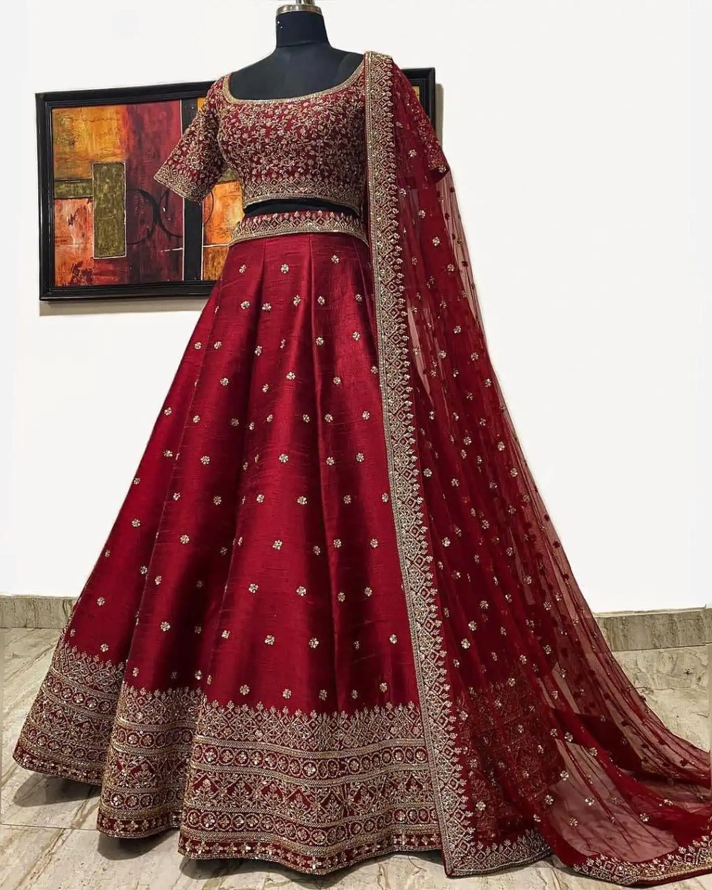 LG 396 Red Lehenga :?Mulberry Silk Blouse : Mulberry Silk Embroidery Sequence Work?Dupatta : Georgette Wedding, Party, Festive @1899/- | Lehenga, Bollywood Lehenga, Creative Lehenga, Designer Lehenga, Embroidered Lehenga, Party Wear Lehenga