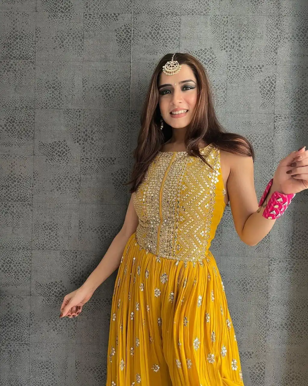 NSR 555 Yellow Jumpsuit : Heavy Faux Georgette Work : Heavy Embroidery With Sequin Work Flair : Each Leg 1.5 M Casual, Party @1699/- | Jump Suits, Salwar suit, Casual Suits, Creative suits, Designer Suits, Palazzo Suits, Party Wear Suits, Straight Suits