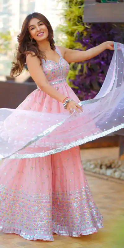 NSR 202 Pink Top : Heavy Faux Georgette Sharara : Heavy Faux Georgette Work : Heavy Embroidery Work Wedding, Party @2099/- | Salwar suit, Casual Suits, Creative suits, Designer Suits, Palazzo Suits, Party Wear Suits, Straight Suits