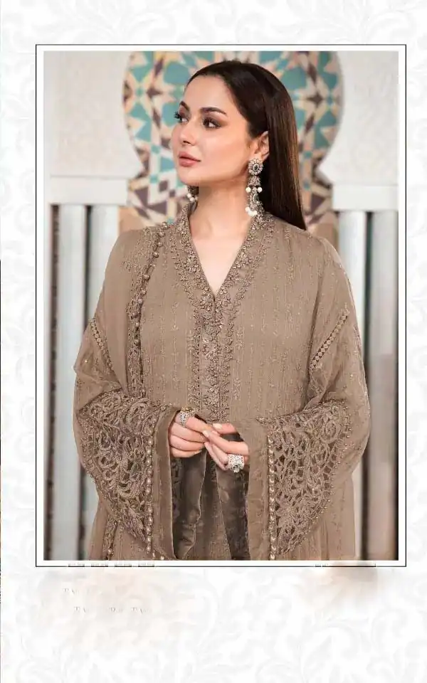 FC 1091 Brown?Gown :?Heavy Faux Georgette?Work : Embroidery Work Casual, Wedding, Festive, Events Brown Color Gown @2049/- | Salwar suit, Casual Suits, Creative suits, Designer Suits, Palazzo Suits, Party Wear Suits, Straight Suits