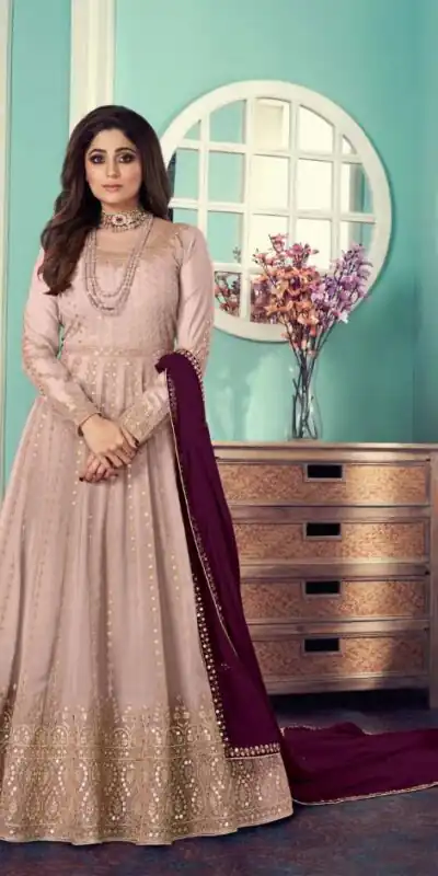 FC 8544 PeachPeach Gown : Georgette?Work : Sequence Embroidery Work Casual, Wedding, Festive, Events, Designer Party Wear, Gown @2299/-FC 8544 Peach | Gowns, Bollywood Gowns, Creative Gowns, Designer Gowns, Embroidered Gowns, Party Wear Gowns, Salwar suit, Casual Suits, Designer Suits