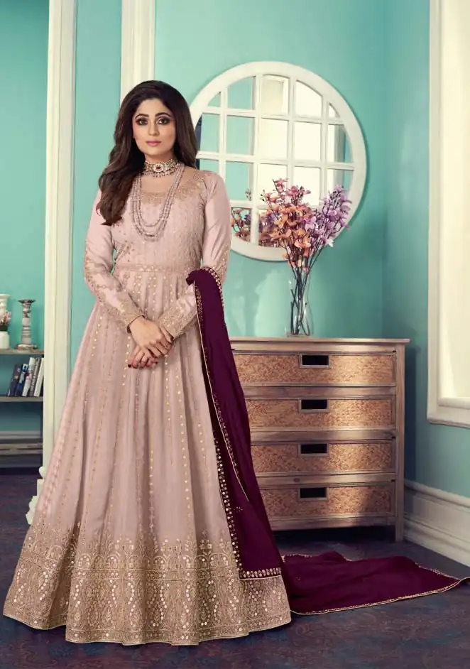 FC 8544 PeachPeach Gown : Georgette?Work : Sequence Embroidery Work Casual, Wedding, Festive, Events, Designer Party Wear, Gown @2299/-FC 8544 Peach | Gowns, Bollywood Gowns, Creative Gowns, Designer Gowns, Embroidered Gowns, Party Wear Gowns, Salwar suit, Casual Suits, Designer Suits
