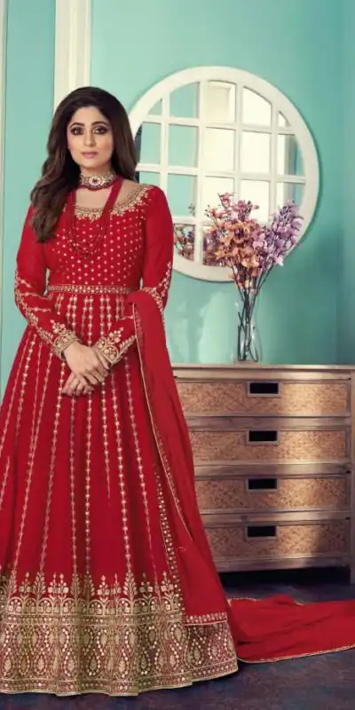 FC 8544 Red?Gown : Georgette?Work : Sequence Embroidery Work Casual, Wedding, Festive, Events, Designer Party Wear, Gown @2299/- | Gowns, Bollywood Gowns, Creative Gowns, Designer Gowns, Embroidered Gowns, Party Wear Gowns, Salwar suit, Casual Suits, Designer Suits