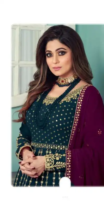 FC 8544 Stone Green Gown : Georgette?Work : Sequence Embroidery Work Casual, Wedding, Festive, Events, Designer Party Wear, Gown @2299/- | Gowns, Bollywood Gowns, Creative Gowns, Designer Gowns, Embroidered Gowns, Party Wear Gowns, Salwar suit, Casual Suits, Designer Suits