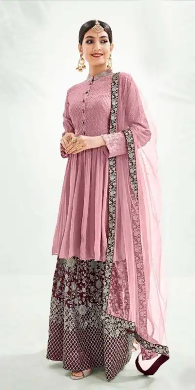 ?FC 1173 Purple Top : Georgette Work : Embroidery Work Dupatta : Heavy Net Inner : Santoon Wedding, Party, Festive, Events @2449/- | Salwar suit, Creative suits, Designer Suits, Palazzo Suits, Party Wear Suits, Straight Suits